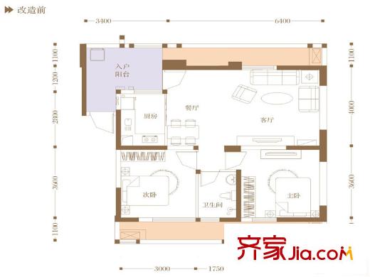 明信鷺灣二期4棟標(biāo)準(zhǔn)層F4、H2戶型圖 2室2廳1衛(wèi)1廚