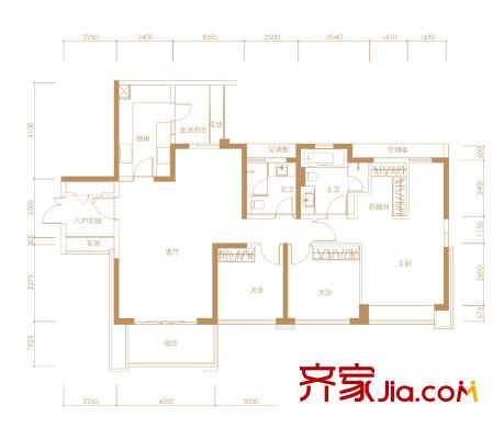 吉寶凌云峰閣6棟G戶型標(biāo)準(zhǔn)層 3室2廳2衛(wèi)1廚