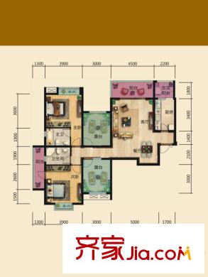 成都國(guó)韻村二期16、17、18、19號(hào)樓標(biāo)準(zhǔn)層F1F2F3F4戶型 3室2廳2衛(wèi)1廚