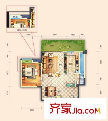 遠大林語城47-51棟M2戶型一層（售罄） 2室2廳2衛(wèi)1廚