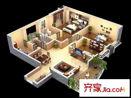 潤弘銘城1期1棟標準層A戶型 3室2廳2衛(wèi)1廚