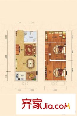聚龍名城一期1-3號(hào)樓LOFT戶型 1室1廳1衛(wèi)1廚