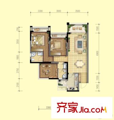 北京城建龍樾熙城1期5、6棟標(biāo)準(zhǔn)層B1戶型 3室2廳2衛(wèi)1廚