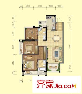 北京城建龍樾熙城1期1、8、9棟標(biāo)準(zhǔn)層A4D4戶型 3室2廳2衛(wèi)1廚