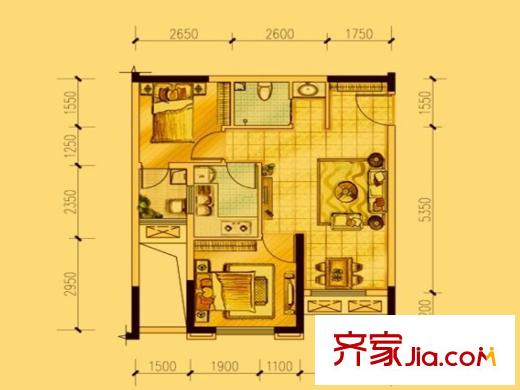 藍(lán)光幸福滿庭二期6.8.9棟標(biāo)準(zhǔn)層A2戶型（售罄） 2室2廳1衛(wèi)1廚