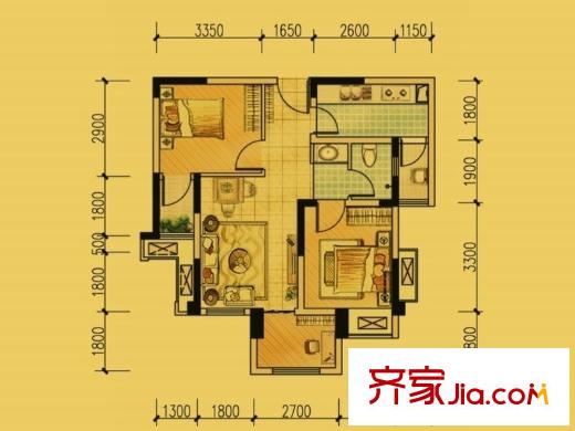 藍(lán)光幸福滿庭二期10.11棟標(biāo)準(zhǔn)層B2戶型 3室2廳1衛(wèi)1廚