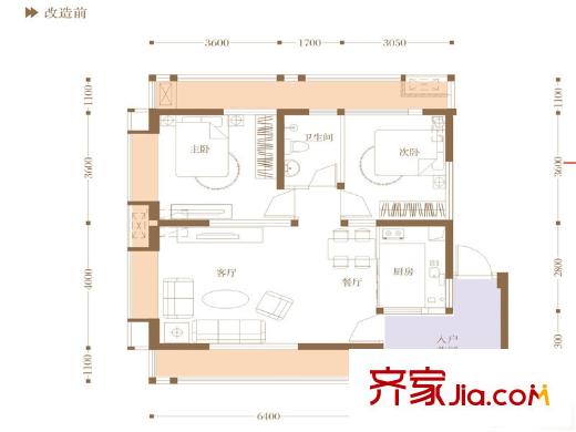 明信鷺灣二期4棟標(biāo)準(zhǔn)層F2、H4戶型圖 2室2廳1衛(wèi)1廚