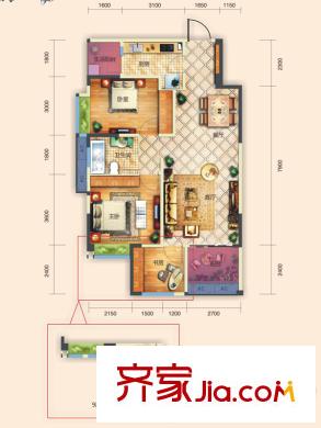 遠大林語城47-51棟T戶型（售罄） 3室2廳1衛(wèi)1廚