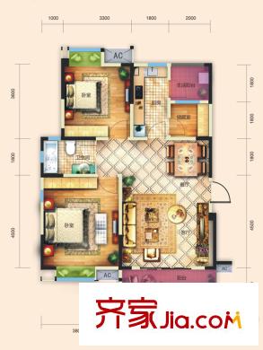遠大林語城47-51棟3-9層P戶型（售罄） 2室2廳1衛(wèi)1廚