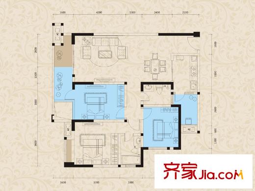 保利中央峰景1期25棟2-20偶數(shù)層E1/26棟2-20偶數(shù)層F1戶型 1室2廳2衛(wèi)1廚