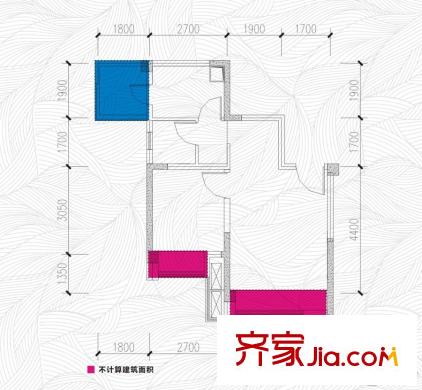 中鐵瑞景匯中心1棟標準層B4戶型 1室2廳1衛(wèi)1廚