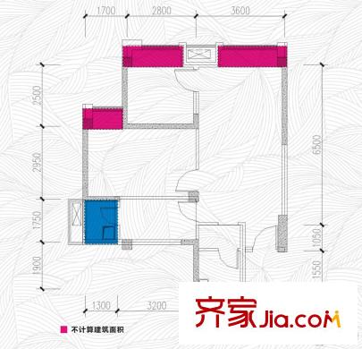 中鐵瑞景匯中心1棟標準層B3戶型 2室2廳1衛(wèi)1廚