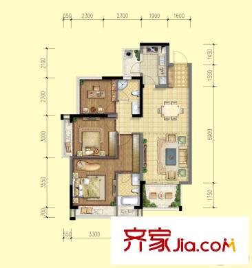 北京城建龍樾熙城1期2、3、5、6、 11棟標(biāo)準(zhǔn)層B4C4戶型 3室2廳2衛(wèi)1廚