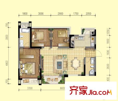 北京城建龍樾熙城1期1、8、9棟標(biāo)準(zhǔn)層A2D2戶型 3室2廳2衛(wèi)1廚