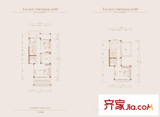 山頂上一期聯(lián)排別墅a戶型二層及三層  4室3廳5衛(wèi)1廚