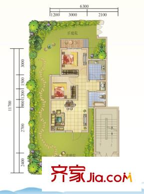 青城美廬一期C1戶型圖 2室1廳1衛(wèi)1廚