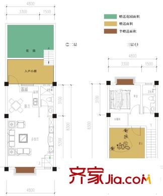 青城頂尚二期D3戶型 1室1廳1衛(wèi)1廚