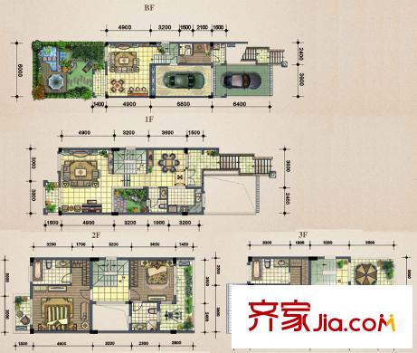 和泓半山一期C系下坡戶(hù)型 3室3廳5衛(wèi)1廚