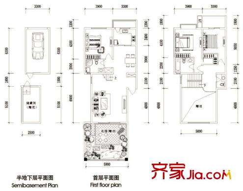 加州山莊疊拼別墅F1型疊下型 3室2廳3衛(wèi)1廚