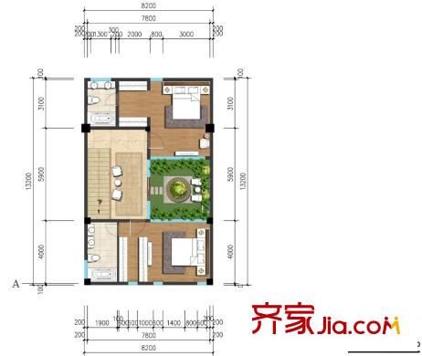 達(dá)觀山一期14-21號樓F戶型3F 2室2廳3衛(wèi)1廚