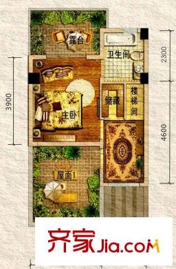 青城莊園一期E型三層平面圖 3室2廳3衛(wèi)1廚