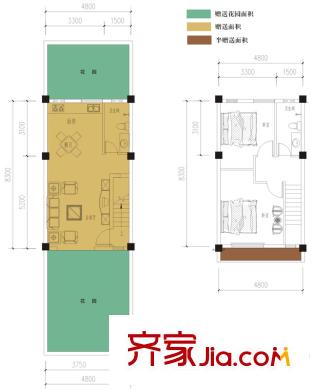 青城頂尚二期D2戶型 2室2廳2衛(wèi)1廚