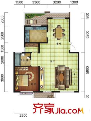 水沐環(huán)島F2三層戶型圖 3室3廳1衛(wèi)1廚