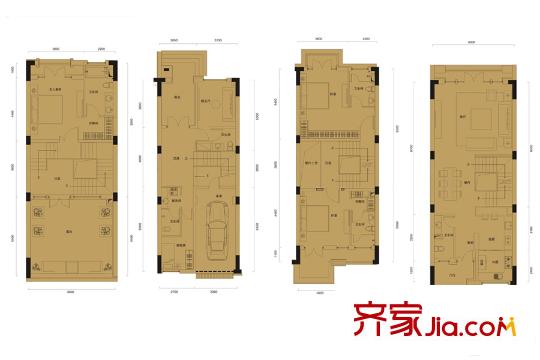 蔚藍卡地亞黑鉆1期20-23棟30棟聯(lián)墅 3室3廳6衛(wèi)1廚