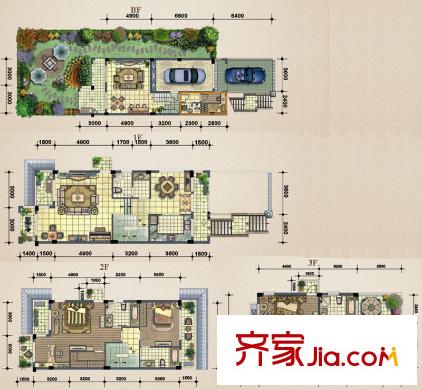 和泓半山一期D系下坡戶(hù)型 3室3廳5衛(wèi)1廚