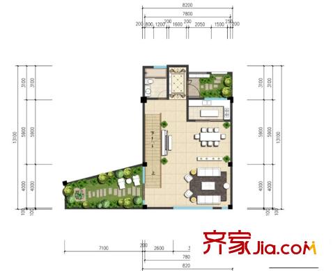 達(dá)觀山一期14-21號樓F戶型2F 2室2廳3衛(wèi)1廚