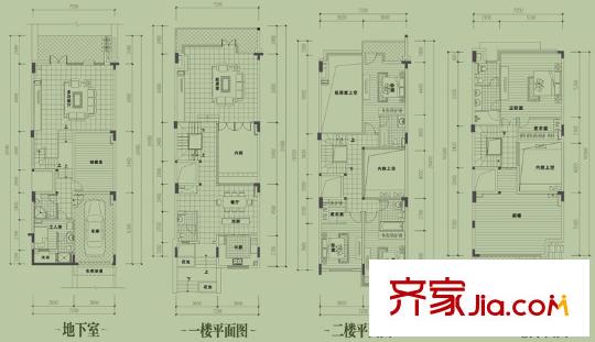 成都華僑城東岸二期100棟聯(lián)排C2戶型1-3層 4室3廳5衛(wèi)1廚