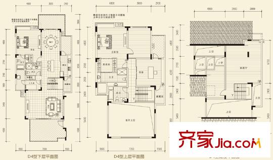 成都華僑城東岸二期71棟多層D4型 3室3廳4衛(wèi)1廚