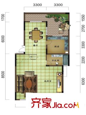 水沐環(huán)島D2三層戶型圖 4室3廳1衛(wèi)1廚