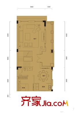 蔚藍卡地亞黑鉆1期1批次SPA戶型1層 5室4廳6衛(wèi)1廚