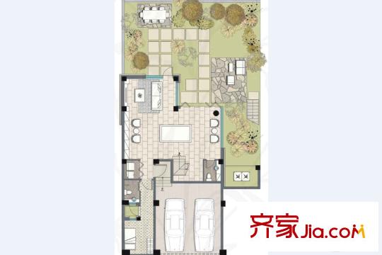 麓湖生態(tài)城沉香谷H戶型花園層 5室4廳8衛(wèi)1廚