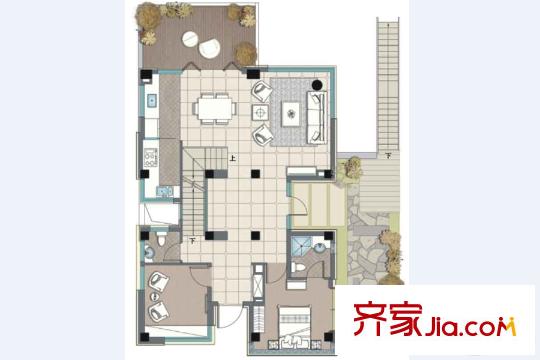 麓湖生態(tài)城沉香谷C戶型入戶層 4室5廳5衛(wèi)1廚