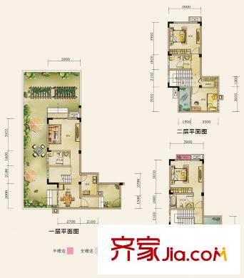 假日青城365宅院戶(hù)型圖六合院D2型 3室2廳3衛(wèi)1廚