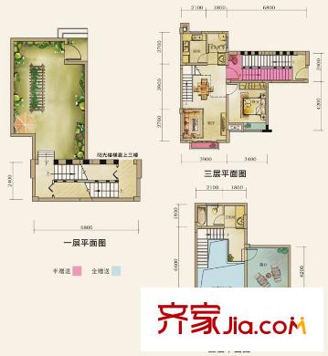 假日青城365宅院戶(hù)型圖疊拼F2型 1室2廳2衛(wèi)1廚