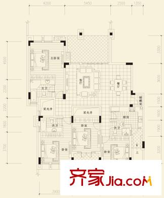 成都華僑城東岸二期多層E1-1型 4室2廳3衛(wèi)1廚