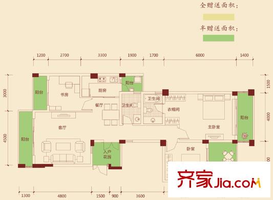 成都國奧村1期2、3、4號樓d3型e3型 3室2廳2衛(wèi)1廚