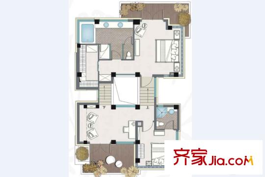 麓湖生態(tài)城沉香谷C戶型二層 4室5廳5衛(wèi)1廚