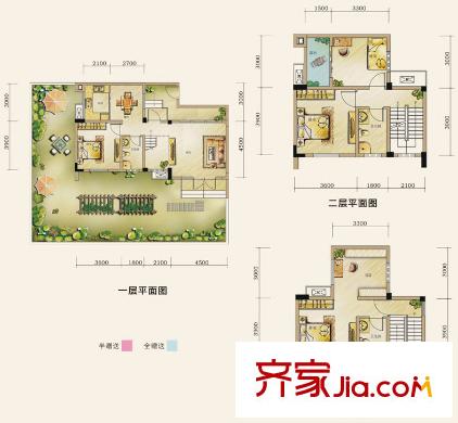 假日青城365宅院戶(hù)型圖六合院D3型 4室2廳3衛(wèi)1廚