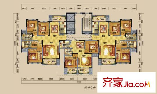 新月半島戶型圖3室2廳 戶型圖 3室2廳2衛(wèi)1廚