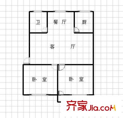 楊家山武警宿舍戶型圖2室2廳 戶型圖 2室2廳1衛(wèi)1廚