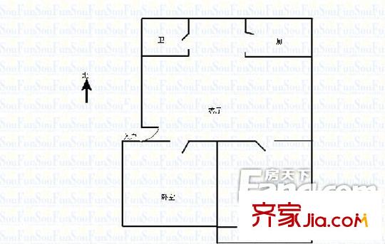 楊家山武警宿舍戶型圖2室1廳 戶型圖 2室1廳1衛(wèi)1廚