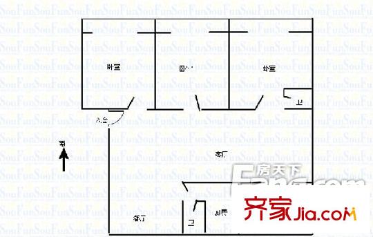 楊家山武警宿舍戶型圖4室2廳 戶型圖 4室2廳2衛(wèi)1廚