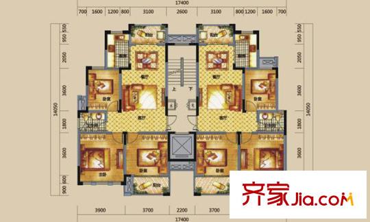 新月半島戶型圖4室2廳 戶型圖 4室2廳2衛(wèi)1廚
