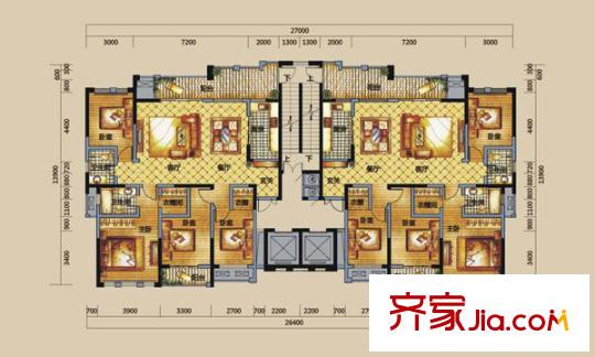 新月半島戶型圖4室2廳 戶型圖 4室2廳2衛(wèi)1廚