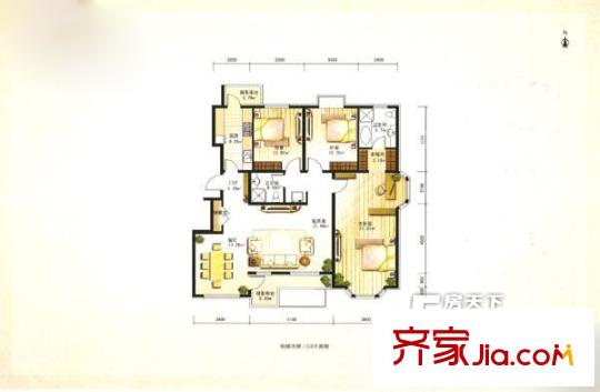 東塘金科園戶型圖3室2廳 戶型圖  3室2廳1衛(wèi)1廚
