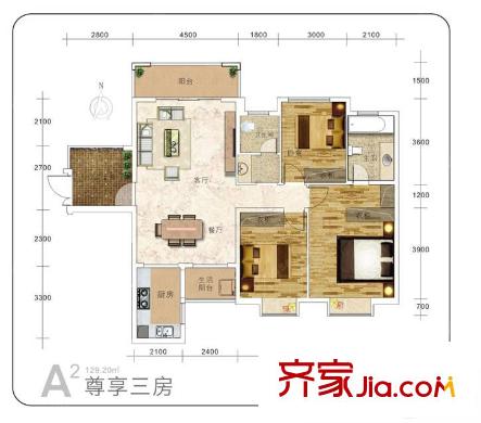 香樟鑫都戶型圖3室2廳 戶型圖 3室2廳2衛(wèi)1廚